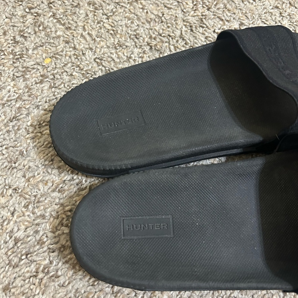 Hunter Original Elastic Slide Sandals Black Women's Cushioned Textile Open Toe - Picture 4 of 9